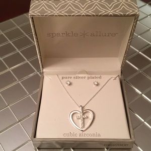 NWT! Cross Pendant and Earring Set